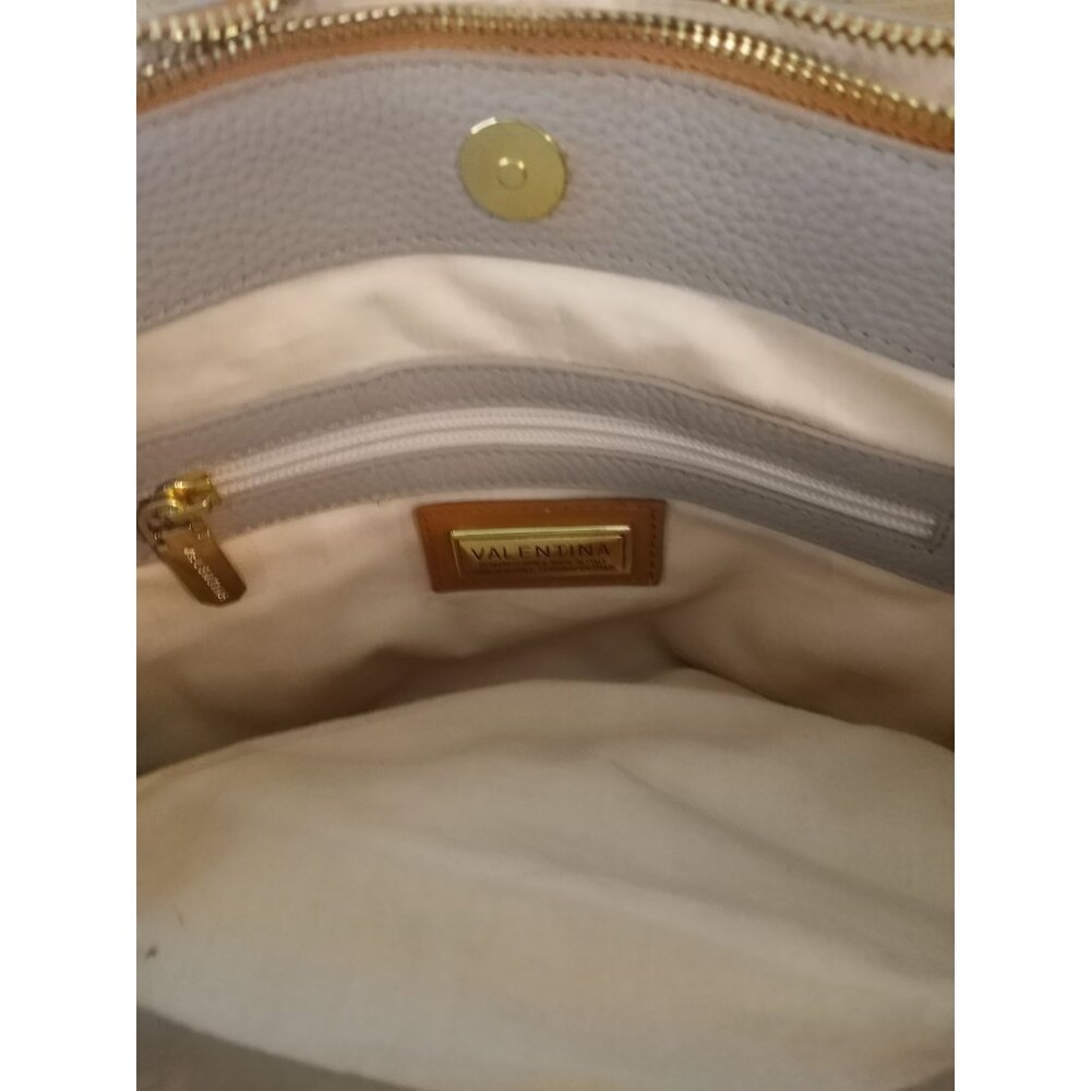 Valentina Tradizone Italiana Beige Pebbled Leather Crossbody Shoulder Bag - Picture 9 of 16